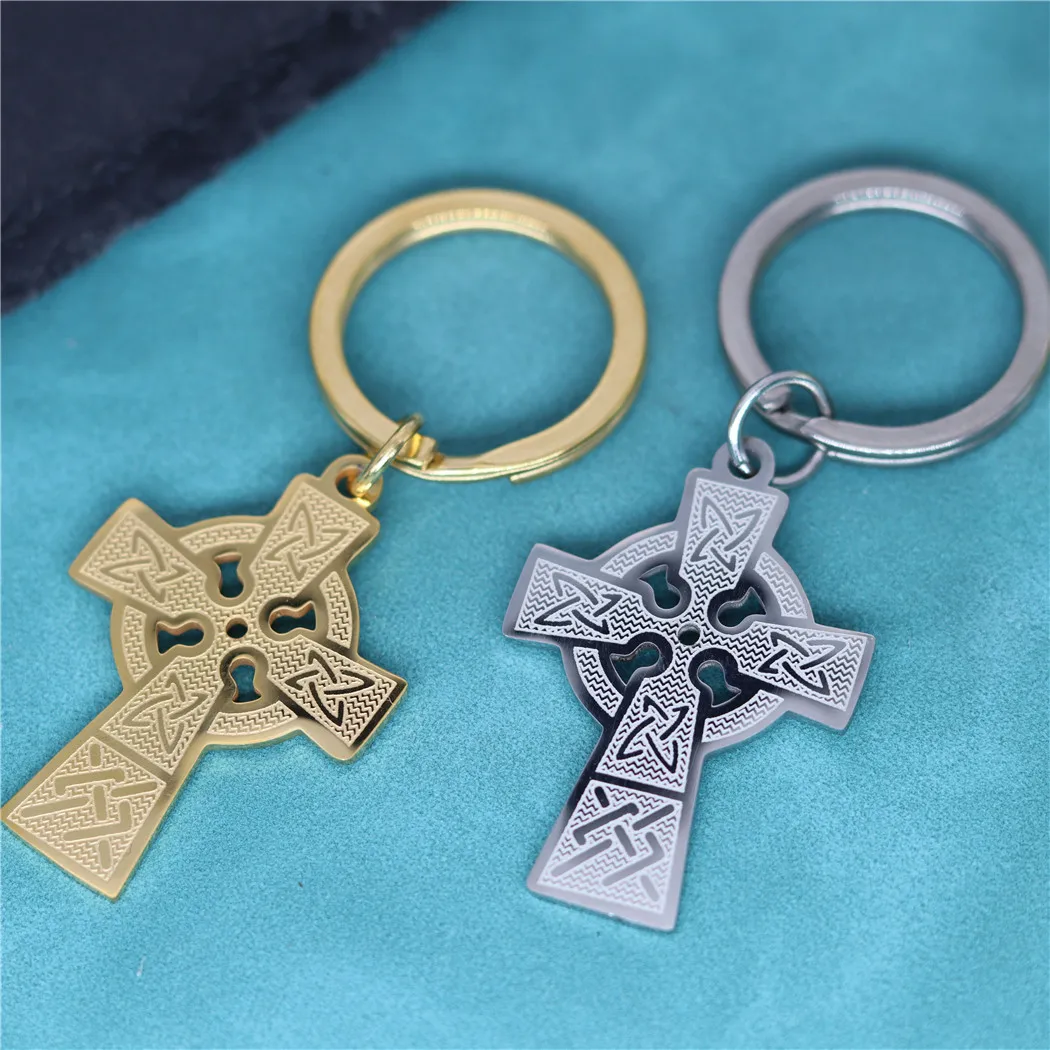 Винтажный брелок-талисман с кельтским Крестом Викингов для мужчин и женщин, золотой Цвет, Брелки-амулеты из нержавеющей стали, ювелирные изделия в стиле панк 0