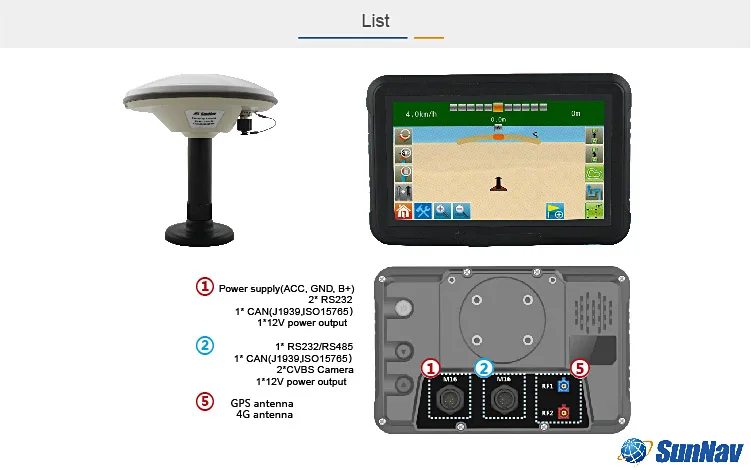 Продается Sunnav AG100 с широкоэкранной навигацией Android для оборудования точного земледелия. 2