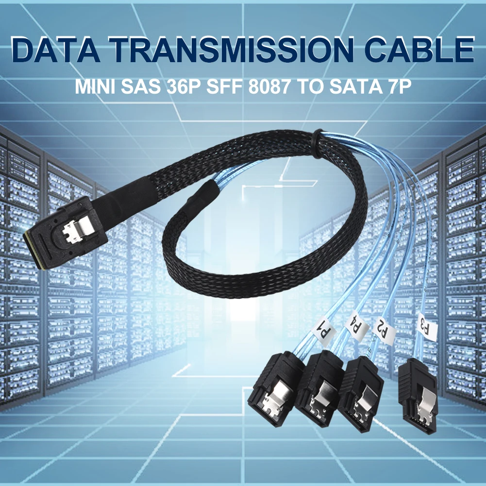 Внутренний разъем Mini SAS SFF-8087 36P на 4 разъема SATA 7P с прямым разъемом 1