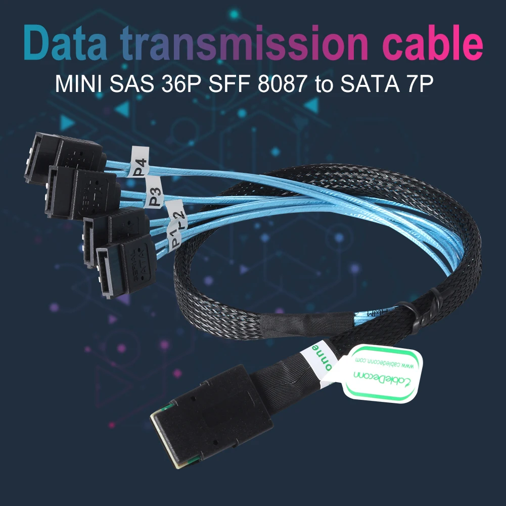 Внутренний разъем Mini SAS SFF-8087 36P на 4 разъема SATA 7P с прямым разъемом 2
