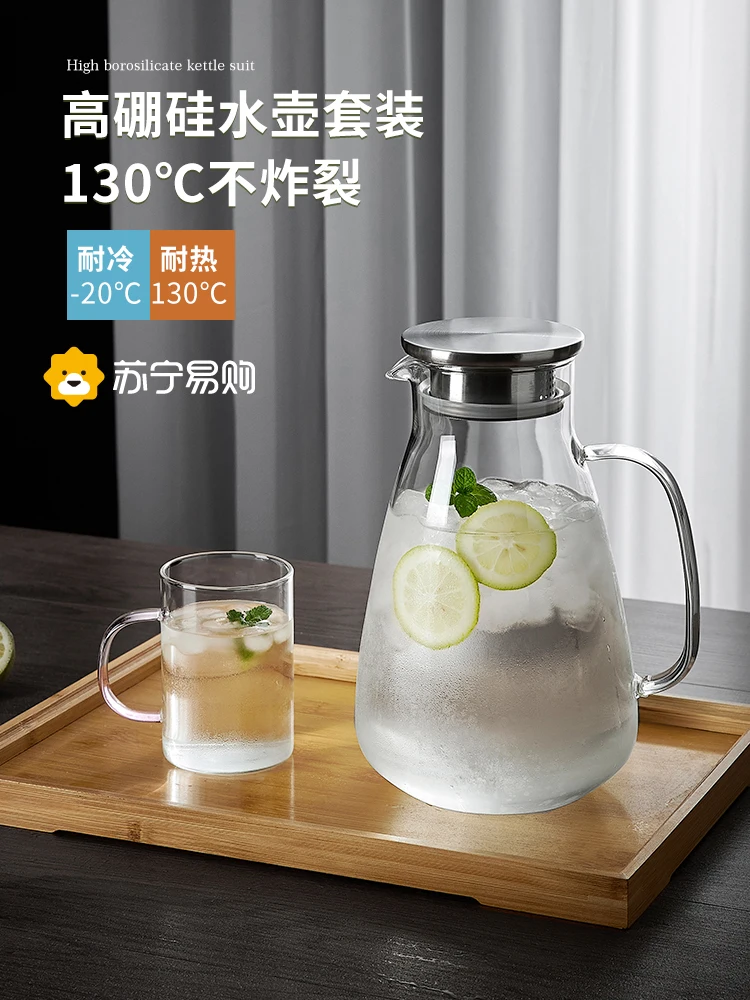 Стеклянный термостойкий бытовой чайник для холодной воды большой емкости, термостойкая открытая бутылка для воды 0