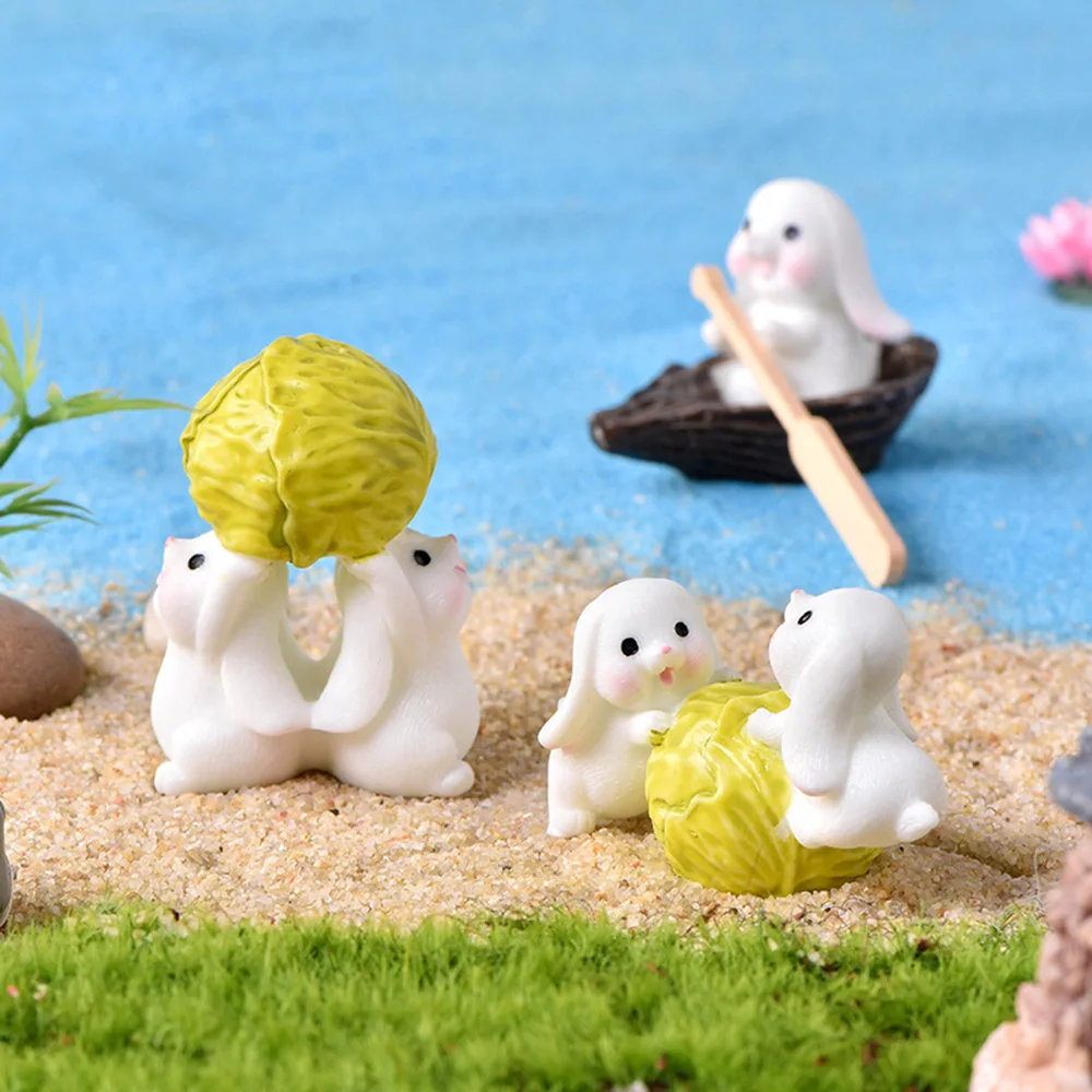 Кукольные миниатюры Kawaii Rabbit, милые украшения для дома, украшения для сада, Пасхальные украшения, Пасхальные украшения 0