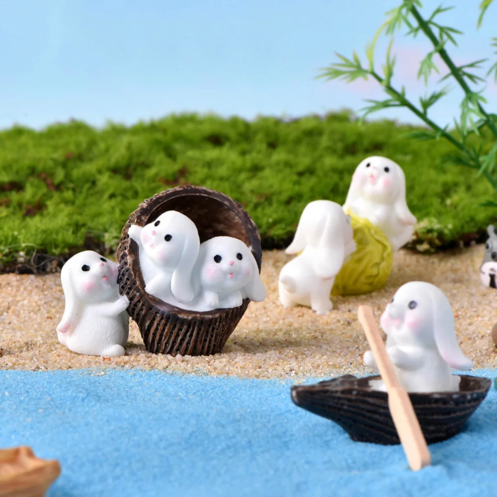 Кукольные миниатюры Kawaii Rabbit, милые украшения для дома, украшения для сада, Пасхальные украшения, Пасхальные украшения 3