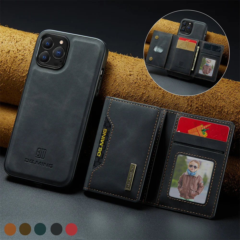 Съемный Чехол-Бумажник 2 в 1 Для Телефона iPhone 14 13 12 11 Pro Max X XS XR 7 8 Plus из Магнитной Кожи с Держателем Для Карт 0
