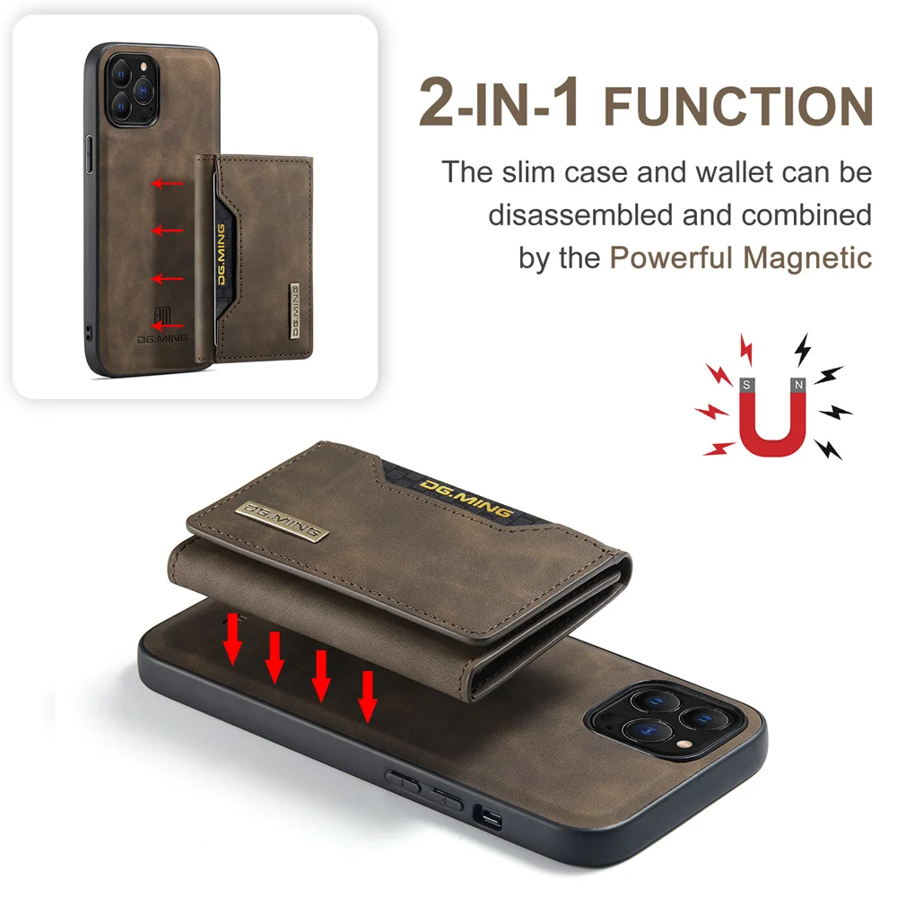 Съемный Чехол-Бумажник 2 в 1 Для Телефона iPhone 14 13 12 11 Pro Max X XS XR 7 8 Plus из Магнитной Кожи с Держателем Для Карт 3