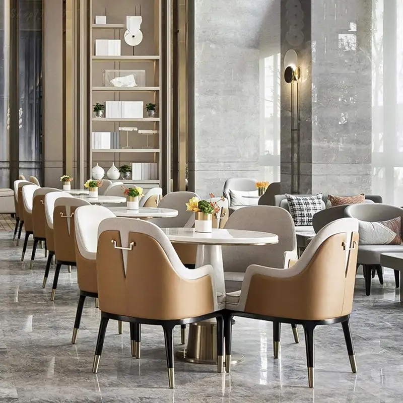 Новый китайский офис продаж Ведет переговоры о столах и стульях, современном светлом роскошном обеденном кресле для высококлассного отеля, салоне красоты, зоне отдыха. 2