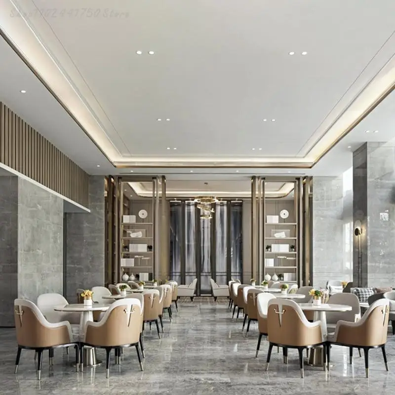 Новый китайский офис продаж Ведет переговоры о столах и стульях, современном светлом роскошном обеденном кресле для высококлассного отеля, салоне красоты, зоне отдыха. 3