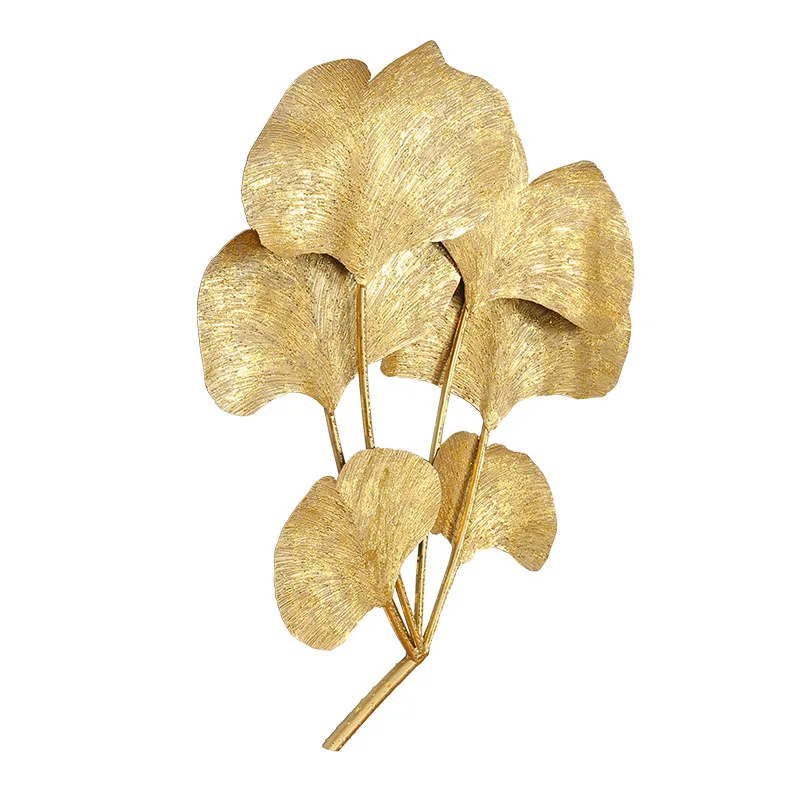золотой лист гинкго железное настенное украшение для дома, гостиной, крыльца, подвесное 3D настенное украшение 0