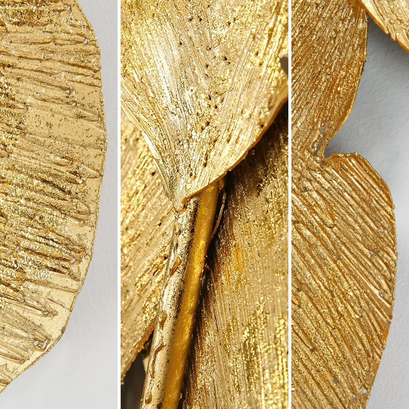 золотой лист гинкго железное настенное украшение для дома, гостиной, крыльца, подвесное 3D настенное украшение 3
