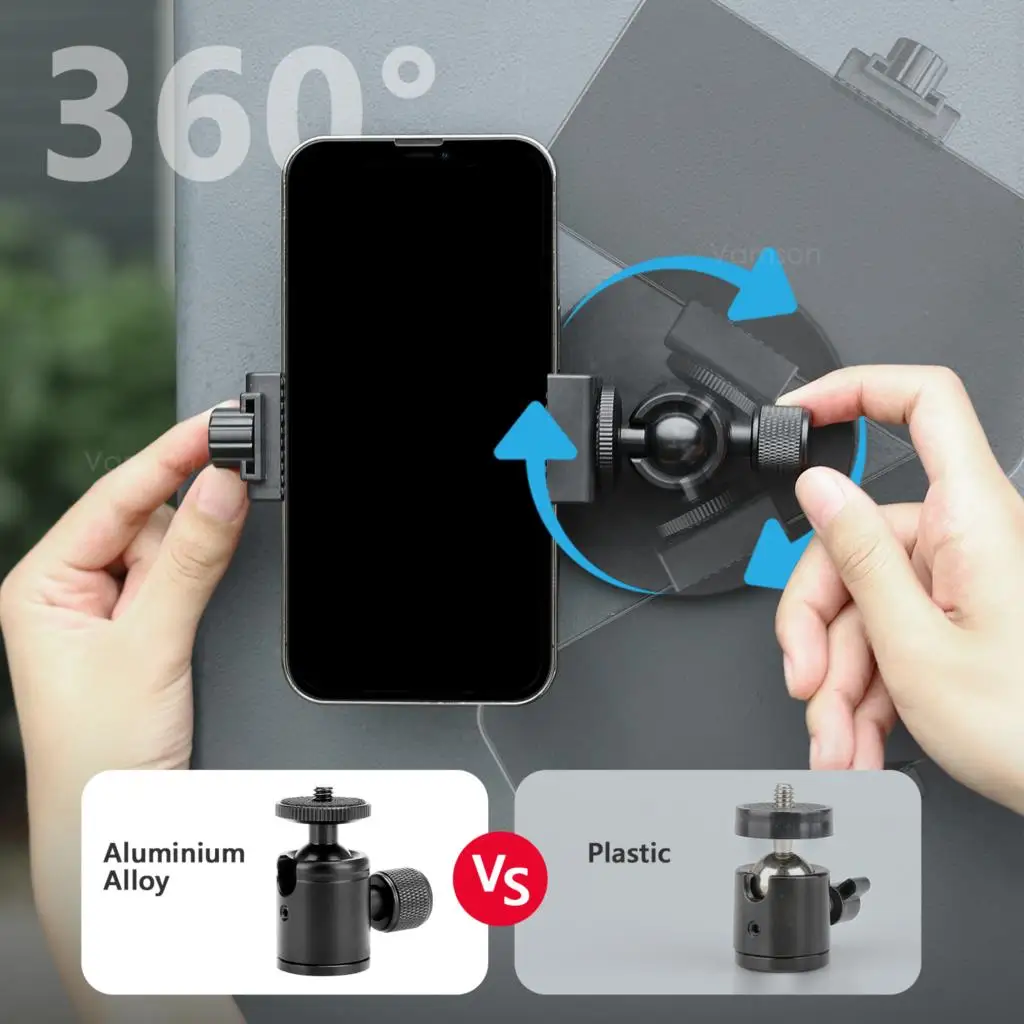 Магнитное Крепление с Шаровой Головкой Vamson 360 для iPhone Huawei Samsung с Заполняющей лампой для Аксессуаров Gopro Hero 11 Insta360 X3 3