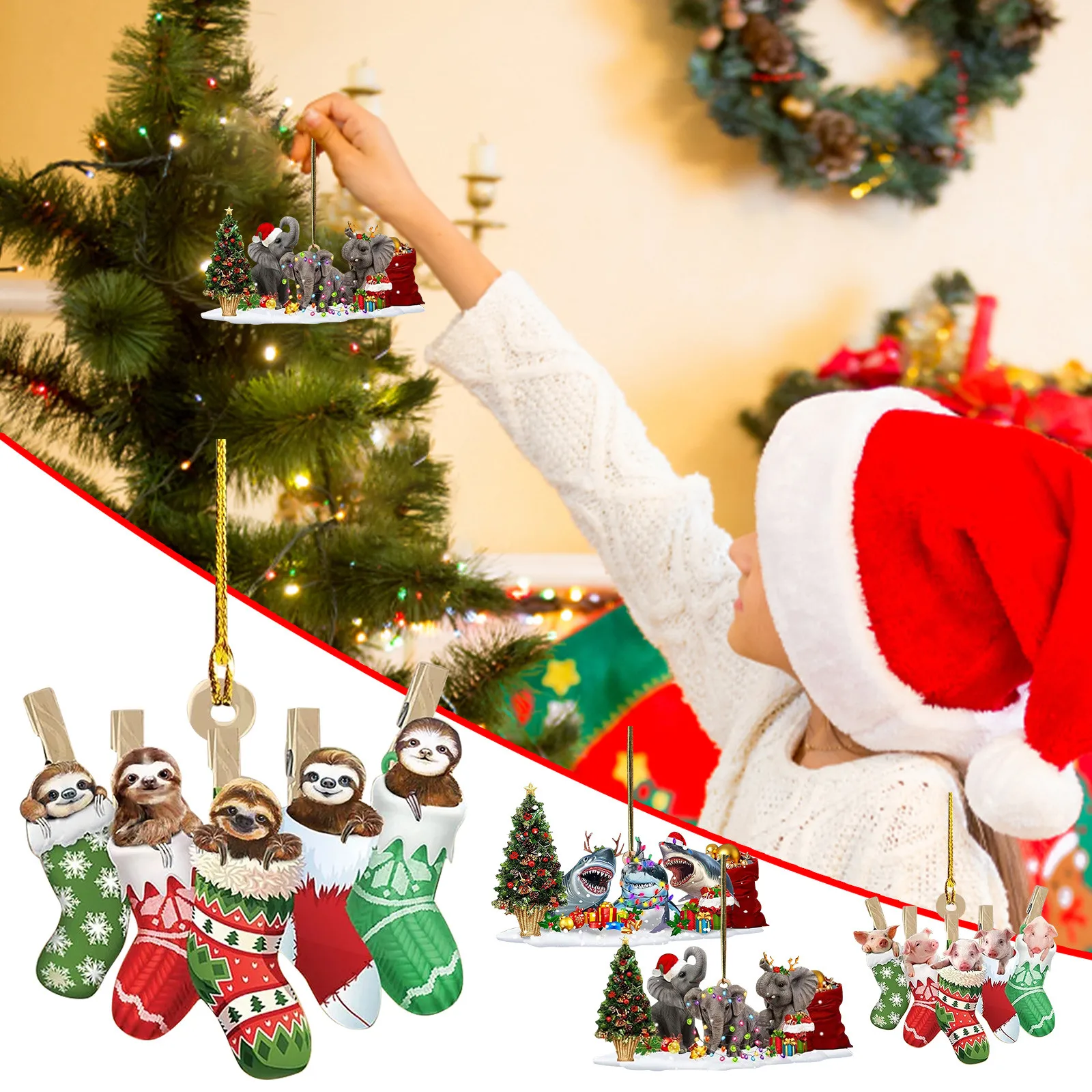 2023 Новогодний подарок Елочные украшения гномы Деревянные подвески Рождественские украшения для дома Noel # 50g 0