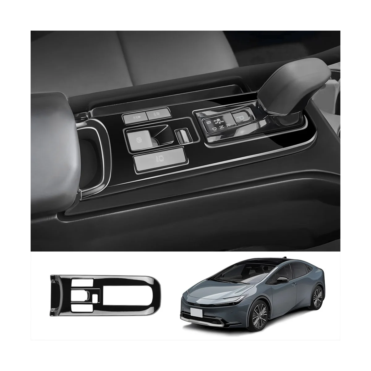 Автомобильная ярко-черная панель центрального управления переключением передач Модификация интерьера для Toyota Prius 60 серии 2020-2023 4
