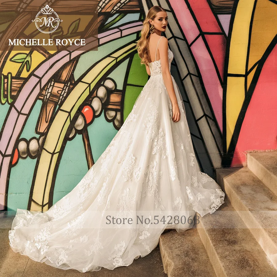 Свадебные платья трапециевидной формы Michelle Royce Sweetheart для женщин 2022, Свадебное платье на тонких бретельках с аппликацией, Vestido De Novia 1