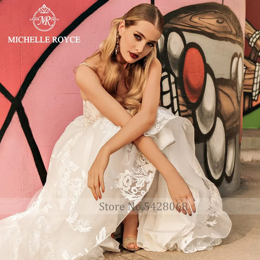 Свадебные платья трапециевидной формы Michelle Royce Sweetheart для женщин 2022, Свадебное платье на тонких бретельках с аппликацией, Vestido De Novia 2