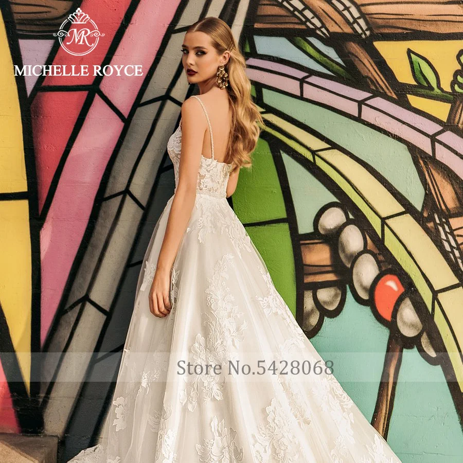 Свадебные платья трапециевидной формы Michelle Royce Sweetheart для женщин 2022, Свадебное платье на тонких бретельках с аппликацией, Vestido De Novia 3
