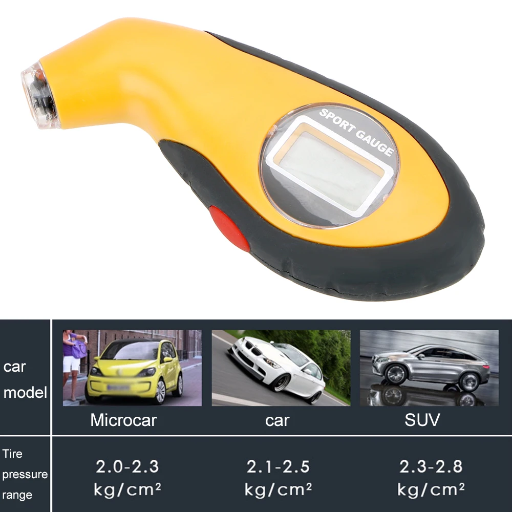 Датчик давления воздуха в шинах для автомобиля, мотоцикла, автомобильных шин, Манометр, барометры, тестовый инструмент, электронный цифровой ЖК-дисплей 4