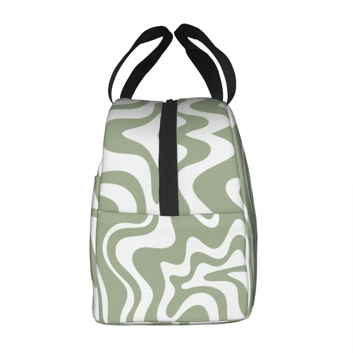 Абстрактный узор с жидким вихрем в салатово-зеленой изолированной сумке для ланча Геометрический Художественный кулер Термобокс для Бенто Для женщин Детские пакеты для еды 1