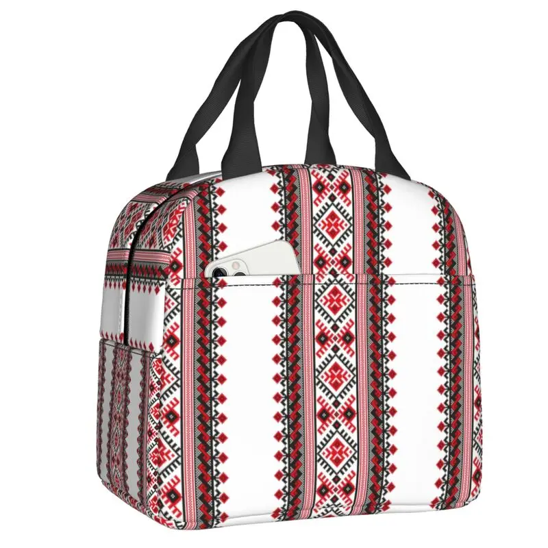 Украина, Вышиванка, Изолированные сумки для ланча в богемном геометрическом стиле, термоохладитель Bento Box School 0