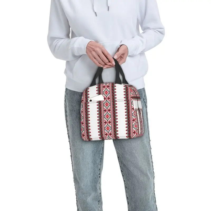 Украина, Вышиванка, Изолированные сумки для ланча в богемном геометрическом стиле, термоохладитель Bento Box School 5