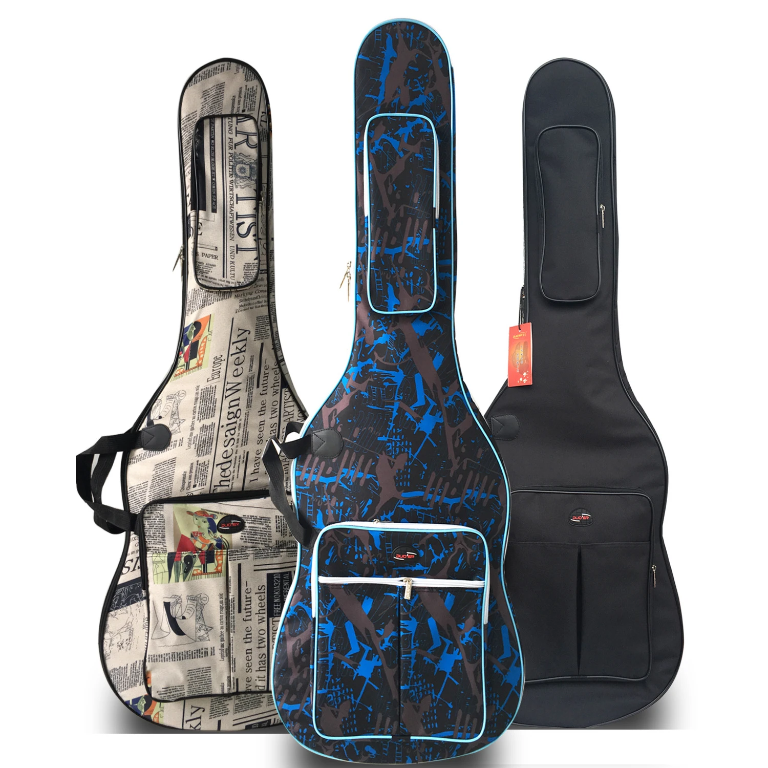 Чехол для электрогитары из ткани Оксфорд, Камуфляжный электрический бас, Двойные ремни, водонепроницаемый рюкзак с утолщением 600D 4