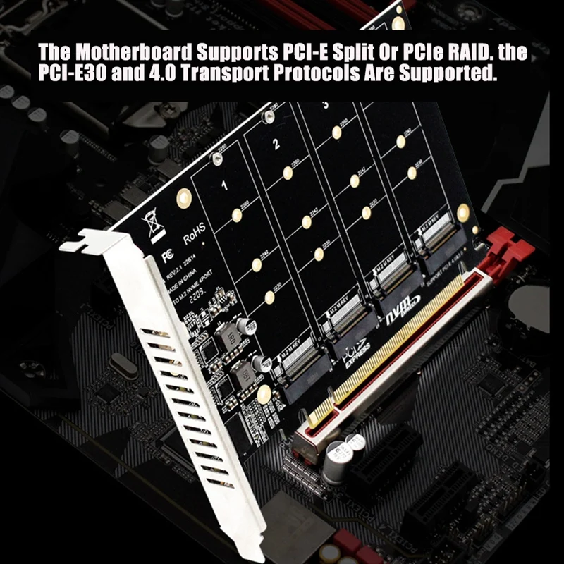 4-Портовый преобразователь жесткого диска M.2 Nvme SSD в PCIE X16M с ключом, карта расширения считывателя, скорость передачи данных 4 X 32 Гбит /с 5