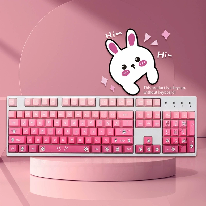 Колпачки для клавиш PBT 136 Клавиш С Вишневым Профилем, Окрашенные в Субклассический Цвет, Колпачки Для механической клавиатуры Pink Rabbit Keys Caps H8WD 0