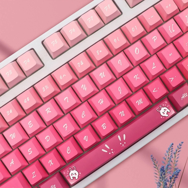 Колпачки для клавиш PBT 136 Клавиш С Вишневым Профилем, Окрашенные в Субклассический Цвет, Колпачки Для механической клавиатуры Pink Rabbit Keys Caps H8WD 1