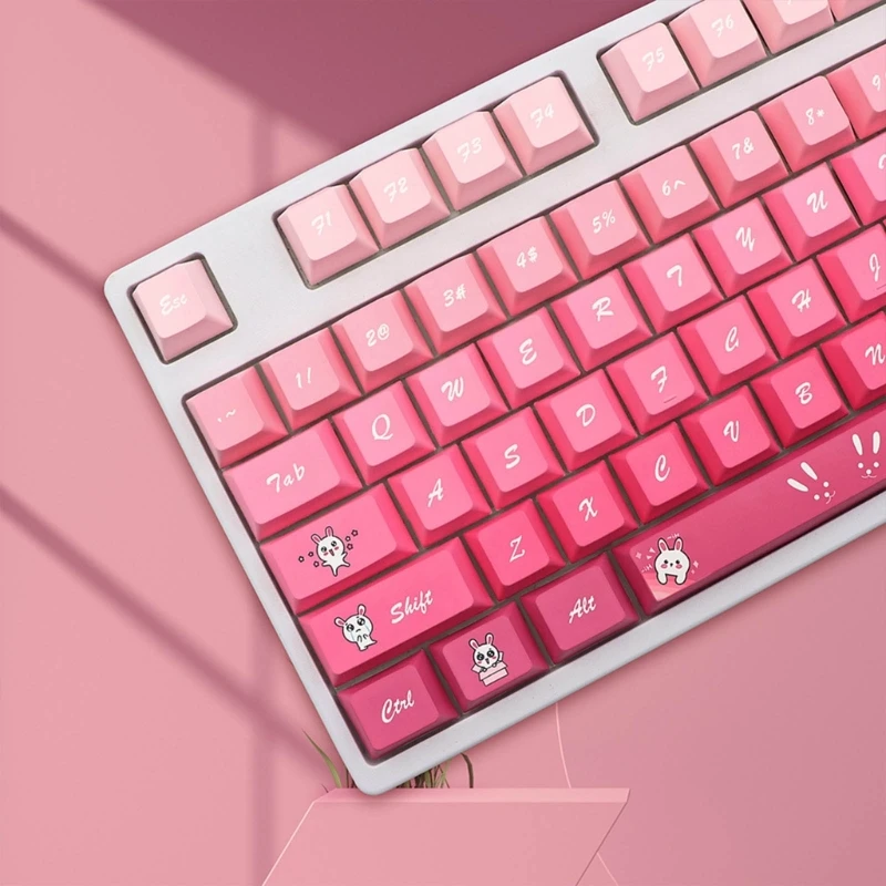 Колпачки для клавиш PBT 136 Клавиш С Вишневым Профилем, Окрашенные в Субклассический Цвет, Колпачки Для механической клавиатуры Pink Rabbit Keys Caps H8WD 2
