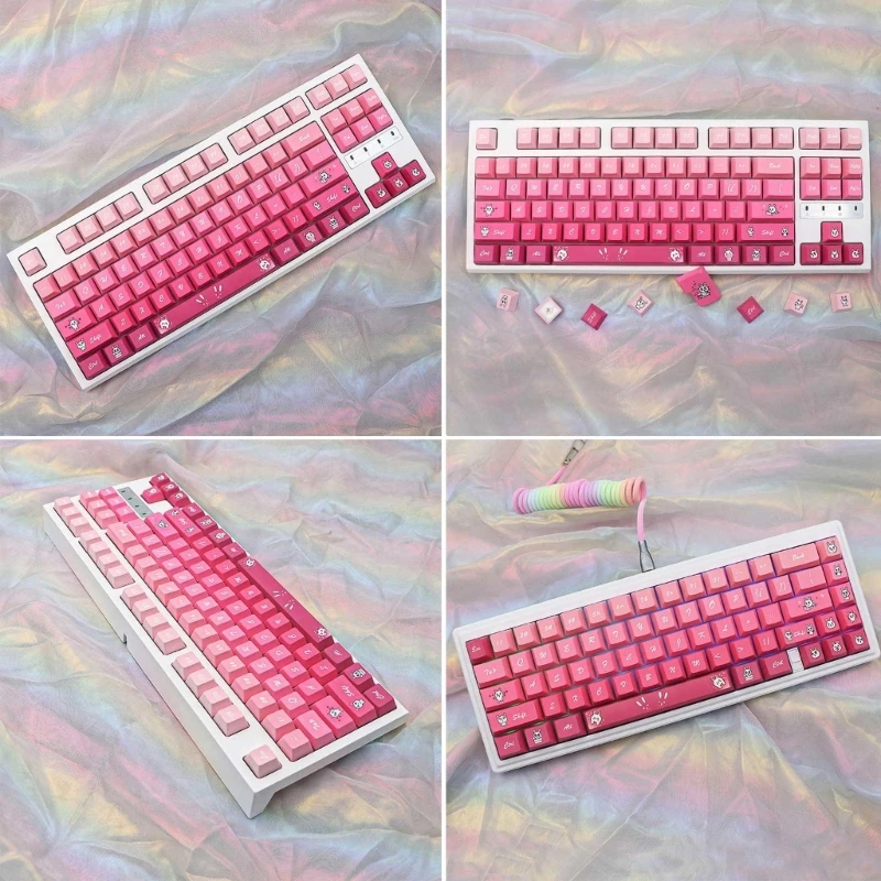 Колпачки для клавиш PBT 136 Клавиш С Вишневым Профилем, Окрашенные в Субклассический Цвет, Колпачки Для механической клавиатуры Pink Rabbit Keys Caps H8WD 3