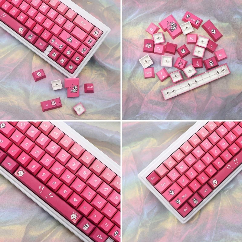 Колпачки для клавиш PBT 136 Клавиш С Вишневым Профилем, Окрашенные в Субклассический Цвет, Колпачки Для механической клавиатуры Pink Rabbit Keys Caps H8WD 5