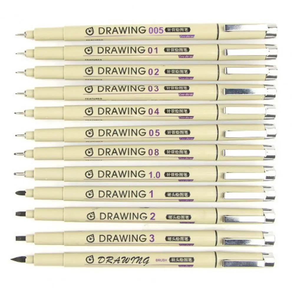 Ручка для рисования 12шт, удобная ручка, четкие линии, плавное написание, металлический зажим, ручка для рисования микротонких линий, товары для дома 1