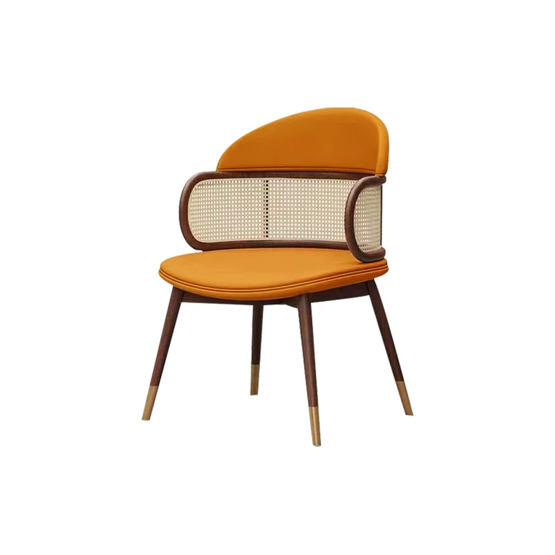 Горячий продаваемый бытовой обеденный стул из ротанга из массива дерева Ресторан Итальянский современный простой дизайн Офис продаж Приемная ротанг 4