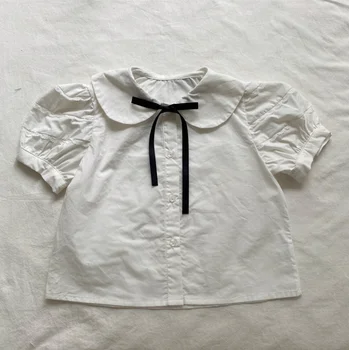 2023 Новая рубашка для девочек Stlye Летняя хлопковая модная блузка для девочек 1-7 лет EE914