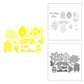 2023 Новые металлические режущие формы Honeycomb Branch Honey Bee для изготовления поздравительных открыток в стиле скрапбукинга с тиснением, декоративные поделки, высечки