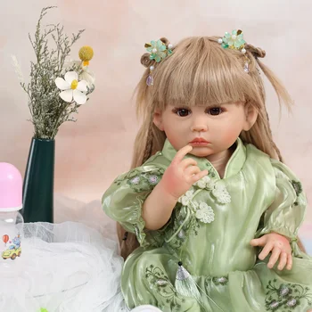 22-дюймовая 55-сантиметровая силиконовая водонепроницаемая Кукла Возрождения Зеленая Принцесса Модный Подарок Ребенку на День Рождения Рождественский Подарок