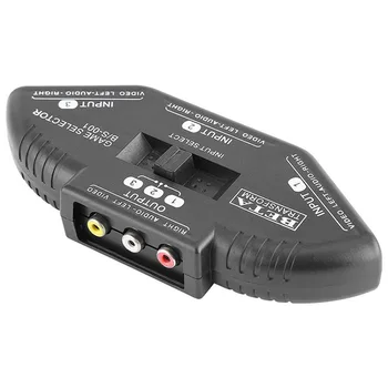 3-Полосный аудио-видео AV RCA-разветвитель черного цвета с переключателем / 3 RCA-кабеля для мультимедийного ТВ-монитора