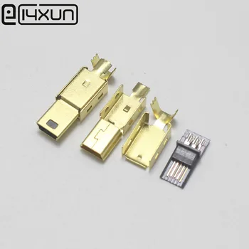 30 комплектов никелевого/золотого покрытия DIY Связующий провод 5p Mini USB штекер Mini USB-5P штекер 3 в 1