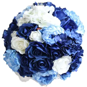 35 см Mixcolor 8 шт. /лот Искусственный шелк роза гортензия свадебное украшение шар для поцелуев цветы для свадебного стола декоративные TONGFENG