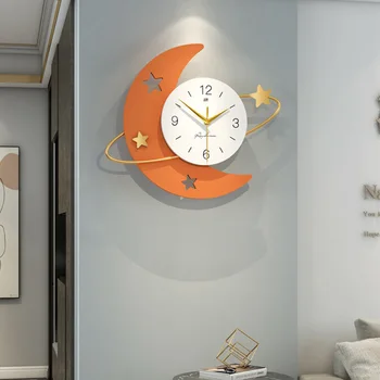 3D Настенные часы со звездами и Луной в скандинавском стиле, дизайнерские часы Morden для дома, гостиной, Бесшумное художественное украшение стен, подвесные часы Horologe