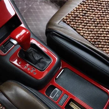 3шт Углеродное волокно/красный АБС, центральная консоль автомобиля, переключатель передач, держатель стакана для воды, накладка на панель, наклейка, подходит для VW Tiguan 2010-2017