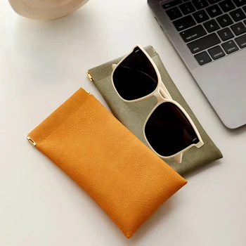 4-цветная Мягкая кожаная сумка для очков для чтения, водонепроницаемая прочная сумка для солнцезащитных очков, Простые сумки для хранения очков, аксессуары для очков