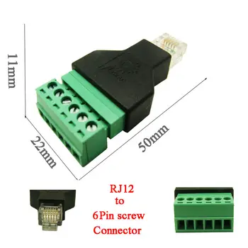 50шт Телефонных модульных штекеров RJ12 6P6C, Телекоммуникационных разъемов, разъема RJ12 с резьбой, 6-контактного разъема, разветвителя RJ12
