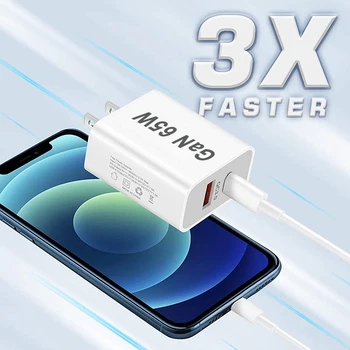 65 Вт GaN USB C зарядное устройство PD Быстрая зарядка для iPhone 14 13 12 Max Pro iPad для Xiaomi HUAWEI OnePlus Samsung usb зарядное устройство