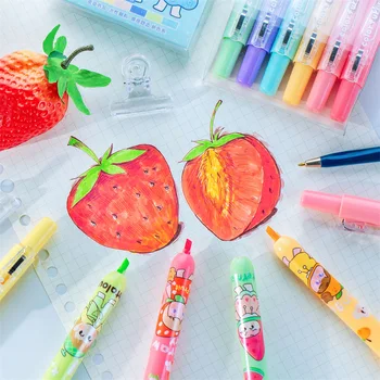 8 упаковок / лот Механические маркеры с ароматом Kawaii Fruit Girls, милые фломастеры для рисования Milkliner, Канцелярские школьные принадлежности