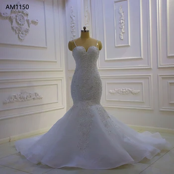 AM1150 Свадебное платье русалка на тонких бретельках