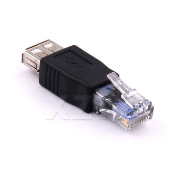 Crystal Head RJ45 от мужчины до USB 2.0 AF Af Разъем адаптера для ноутбука, Сетевой кабель LAN, Конвертер Ethernet adpater