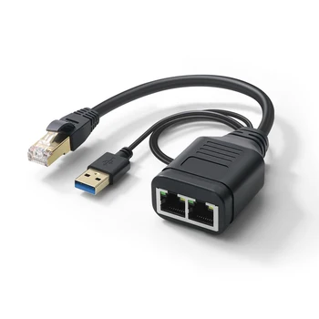 Ethernet-разветвитель 1-2 способа с двойным гнездовым портом ABS Стабильная передача данных Сетевой адаптер RJ45 для Ethernet-разветвителя Cat6 Cat7 LAN