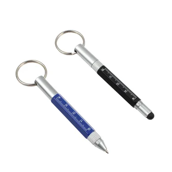 GENKKY Многофункциональная ручка Металлический инструмент ручка Шариковая мини Ручка Отвертка Линейка Spirit Многофункциональные пряжки для ключей Черные Синие чернила