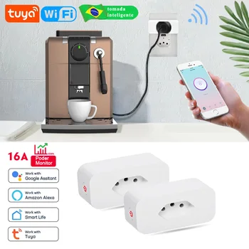 Gleco Tuya Wifi Brazil Smart Plug 16A Brasil Inteligente Розетка для автоматизации умного дома Работает с Alexa Google