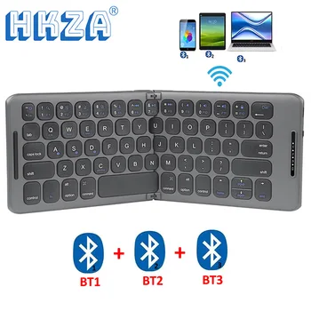 HKZA Складная Bluetooth-клавиатура 5.1 USB Type C для Windows Android IOS для компьютера iPad, Планшетного ПК, Клавиатуры для телефона, Синхронизация с 3 устройствами